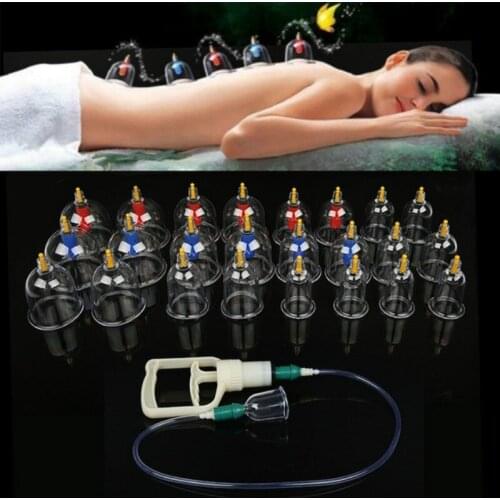 24Pcs Massage Cans Health Monitors Chinese Cupping Therapy Cans Opener Pull Vacuum Cupping massage Cups Banks Tank Set Care Tool