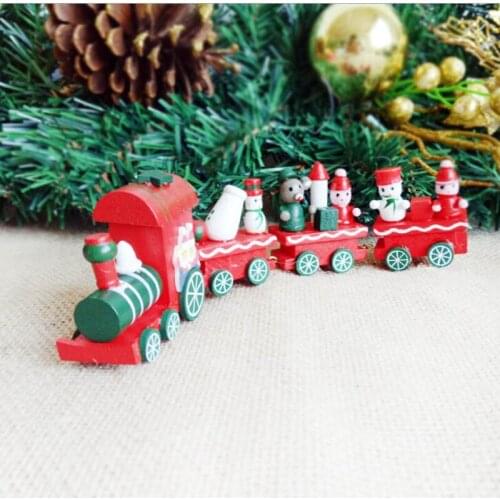 Cute Xmas Wooden Little Train Santa Claus Navidad Natal Trains Ornament Decoration Decor Kids Gift for Christmas Tree Ornaments
