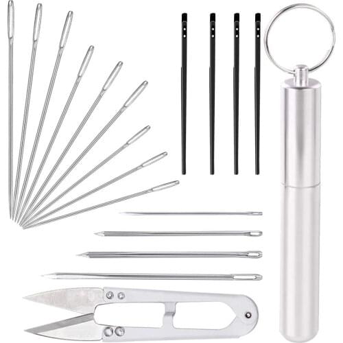 MIUSIE 17Pcs Hand Sewing Needles,Including 3 Sizes Leather Large Eye Needles, Hand Sewing Needles Kit with Sewing Needle Case