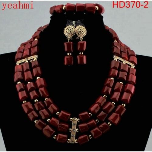 Fashion Women Coral African Beads Jewelry Sets Nigerian Wedding Party Costume Jewellery Set HD370-1