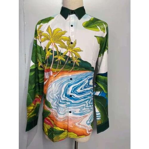 W0918 Fashion Mens Shirts 2021 Runway Luxury famous Brand European Design party style Mens Clothing