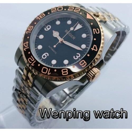 Bliger 40mm Sapphire Glass Ceramic Bezel Jubilee Bracelet Luminous Waterproof NH35A Movement Mens Top Automatic Watch