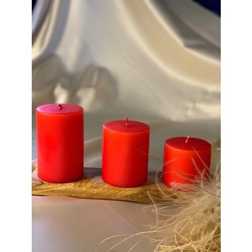 Mysterious Home 3 Pcs Set Red Cylinder Candle Diameter: 6,5