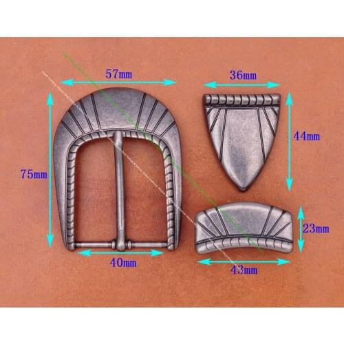 Heavy Duty Quality Southwest Cowboy Rodeo Ranger Floral Engraved Leathercraft 3PCS Set Leather Belt Buckle Fit 40mm Belt