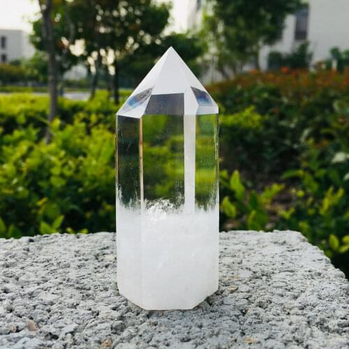 Natural crystal stone High Quality Clear Transparent Rock Quartz Crystal Polished Single Point Wand feng shui Decoration