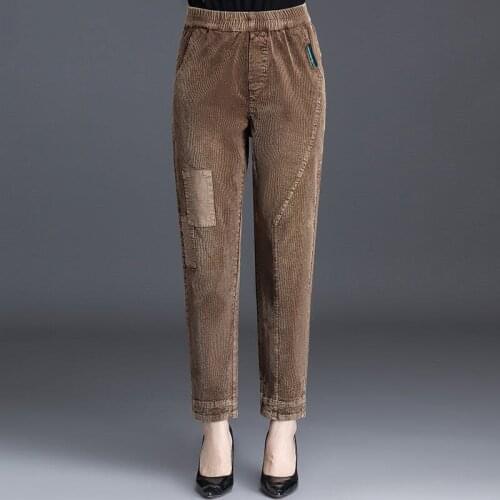 2021 New Woman Harem Pants Autumn Winter Female Elastic Waist Casual Trousers Ladies Loose Cotton Streetwear Plus Size 4XL Q235