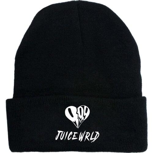 New Juice Wrld Hooded Hat Women Winter Hat Knitted Hat Wild Wool Hat Hat Cute Autumn and Winter Female Unisex Adult Flowers