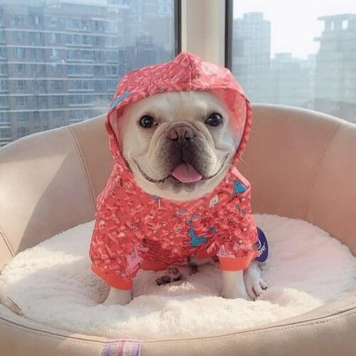 Dog Clothes Grandy Hoodies for Small Dogs, Cute French Bulldog Hooded Sweatshirt, Cool T-Shirt for Frenchie B1026