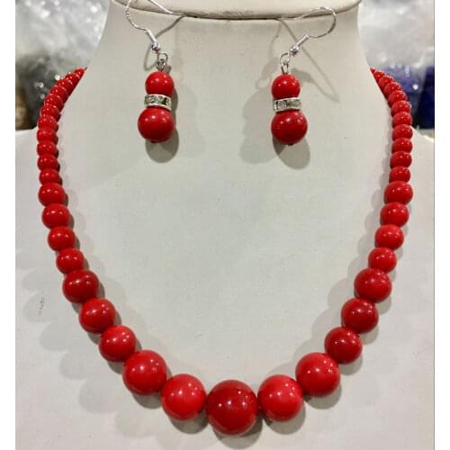 LARGE 6-14MM SOUTH SEA RED SHELL PEARL NECKLACE Earrings SET AAA
