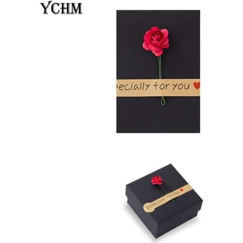 Jewelry Gift Boxes for Rings Earrings Packaging Box Black Paper Box with Rose Bracelet Necklace Boxes and Packaging YCHM