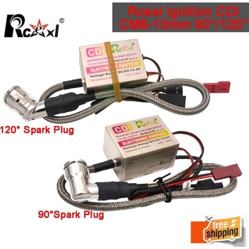 Rcexl Ignition CDI CM6-10mm 90 or 120 Degree Spark Plug DLE Gas Petrol Engine for DLE20/DLE30/DLE55/CRRCpro GP26R/GP50R/DLE20RA