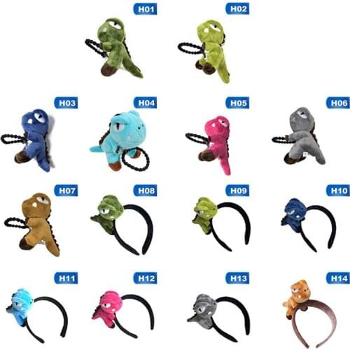 Girls Cute Large 3D Cartoon Dinosaur Hair Rope Plush Toy Bamboo Joint Rubber Band Decorative Ponytail Holder Photo Props