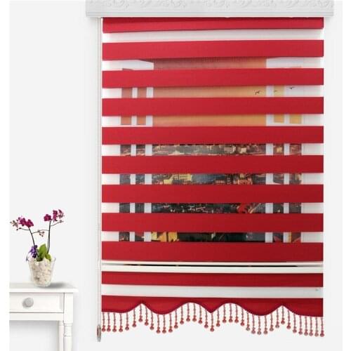 Skirted Model RED Zebra Custom Roller Blinds Double Layer Office Home Living Room Window Kitchen Bedroom Customized size Curtain