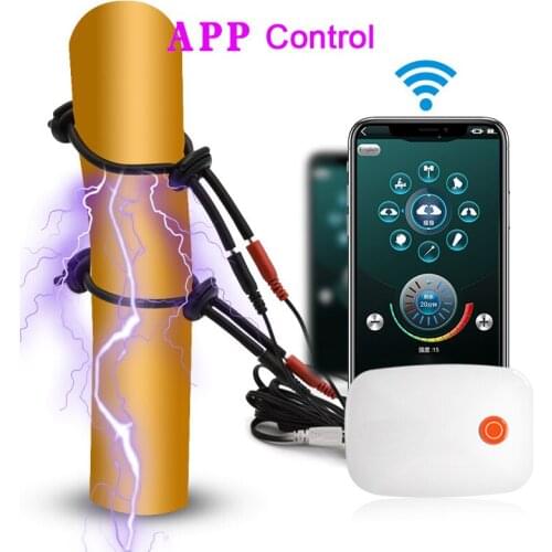 Sex Toys Electric Shock Cock Ring APP Control Current Penis Stimulator Body Massage Pads Chastity Vibrators Masturbator For Men