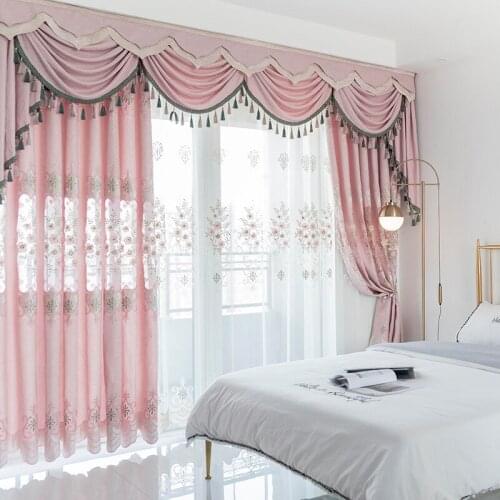 European Style Chenille Curtain for Villa Bedroom and Living Room Hollow Embroidered Shading Screen Shading Rate 41%-85