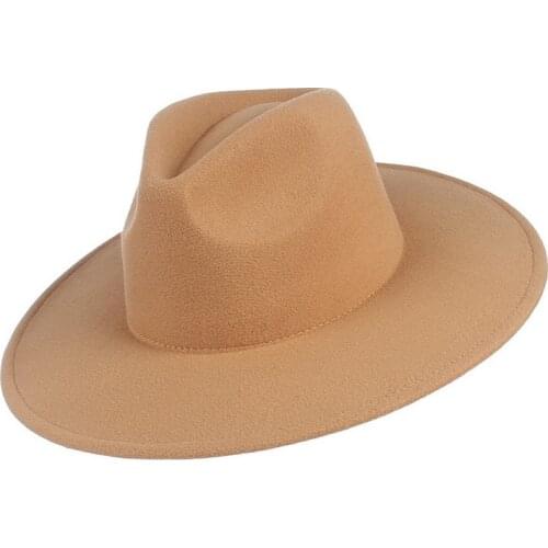 Fedoras Women Hat Men Panama Classic Wide Brim Felt Hat Vintage Black Khaki Red Formal Church Hat Sombrero Hombre