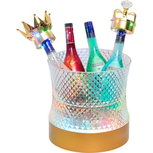 Luminous ice bucket ed rechargeable beer bucket ice wine set red wine foreign wine champagne bucket diamond ice bucket