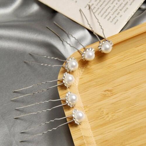Furling Pack of 6PCS Floral Crystal Bride Hair Pins Zinc Alloy Silver Plated Bridal Party Wedding Hair Jewelry Hair Accessories