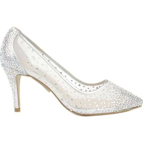 White Pumps New arrival womens wedding shoes Bride High heels platform shoes for woman ladies party dress Cinderalla Bride shoe