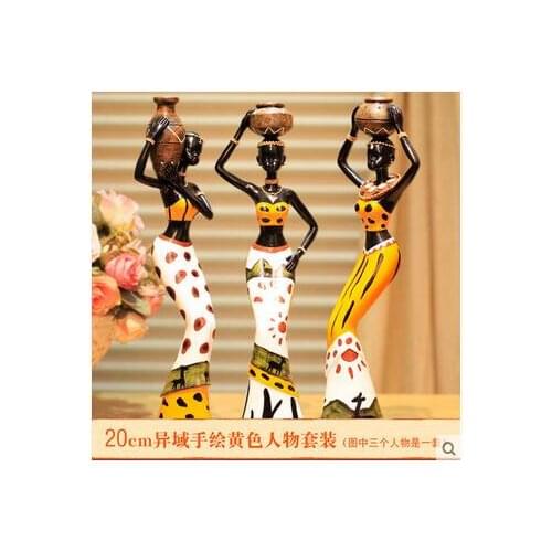 Decoration cute adorable fashion female African resin doll ornaments wedding art Girls new house, living room gift craft