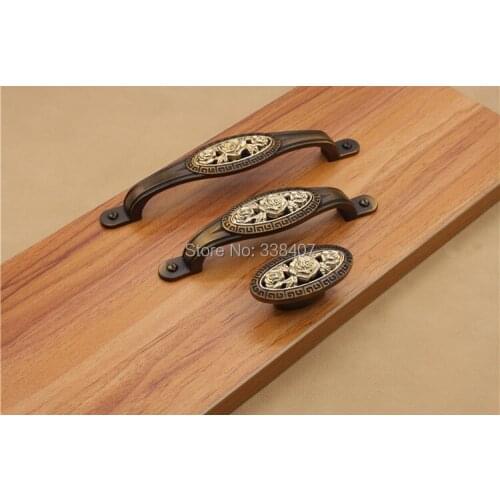 Vintage Coffee Cabinet Knobs and Handles Classical Gold Rose Drawer Pulls Retro Furniture Fittings