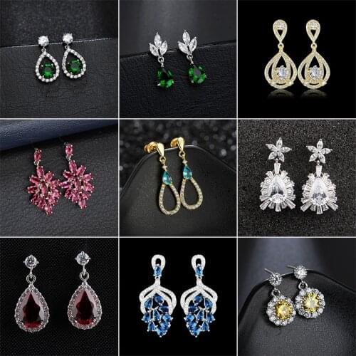 S925 Silver Needle Earrings 2021 Trend European American Style Copper Alloy Earrings For Women Zircon E Girl Eardrop Jewelry