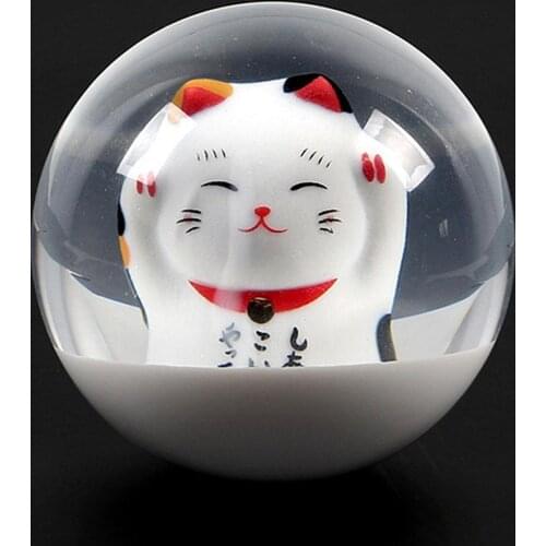 1 Set Universal Acrylic Automobile Gear Head Fortune Lucky Cat Round Gear Ball Shift Knob Adapter Accessories for most vehicles