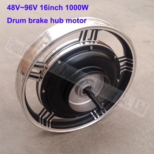 16inch ZL motor 48V60v72V96V 1000W e-bike hub motor/ e-scooter modify brushless drum brake motor G-M601