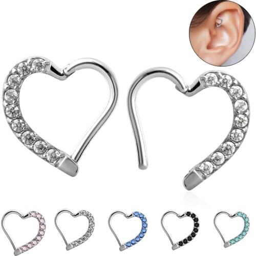2020 New Top 10 Steel Moon Shaped Hinged Segment Hoop Nose Ring Nipple Clicker Ear Cartilage Tragus Helix Lip Piercing Jewelry