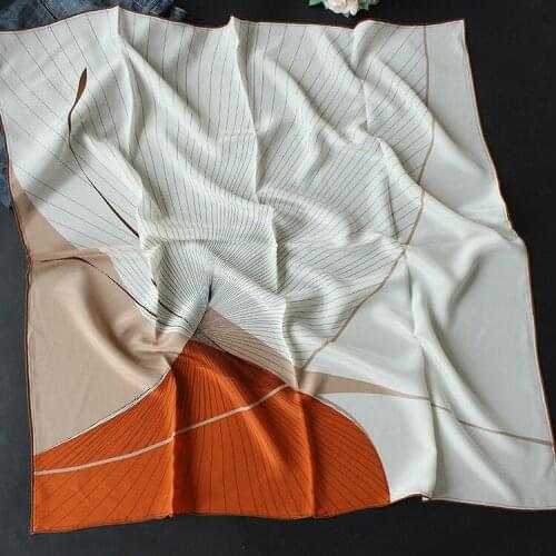 2021 New Women Summer Silk Hand Rolled Edges 90*90cm