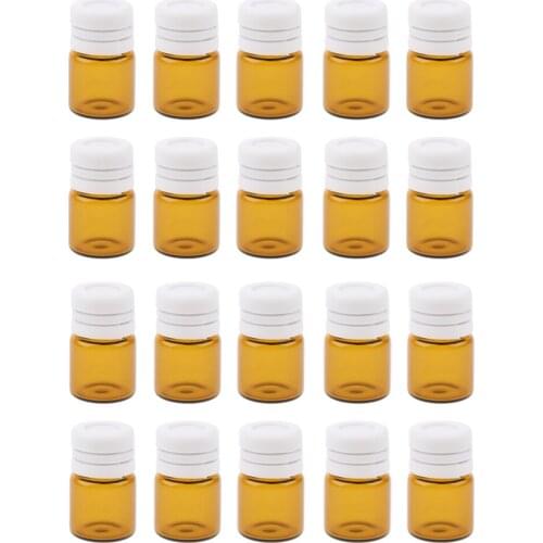 20x Empty Amber Glass Bottles Sealed Vials Powder Essential Liquid Container
