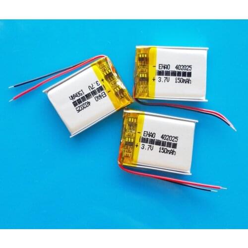 3 pcs 3.7V 402025 150mAh Polymer Lithium rechargeable Battery For Ployer P319 aigo E5808 MP3 MW1 Wireless Bluetooth