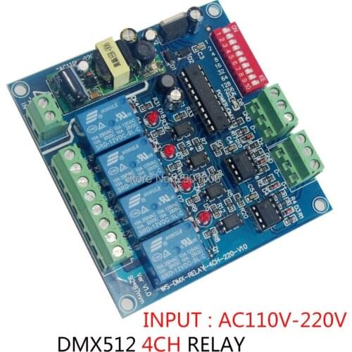 4CH RELAY DMX-RELAY-4CH-220-BAN DMX512 DECODER led Converter AC110V~220V 4 Group Relay switch channel Relay module 4A Controller