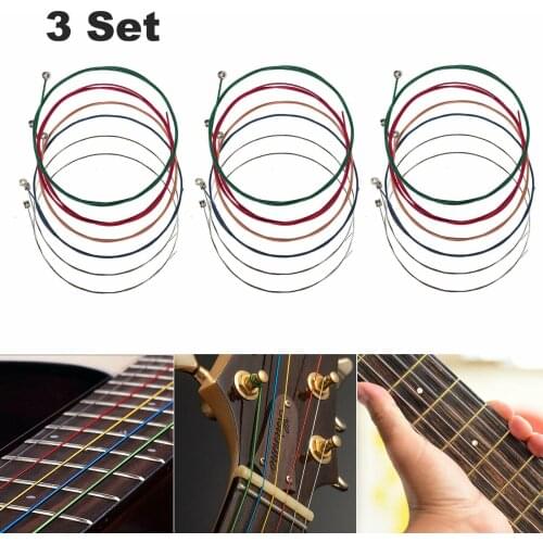 6pcs /set Rainbow Colorful Guitar Strings E-a Copper Guitar Strings Set For Acoustic Folk Guitar Classic Guitar Multi Color