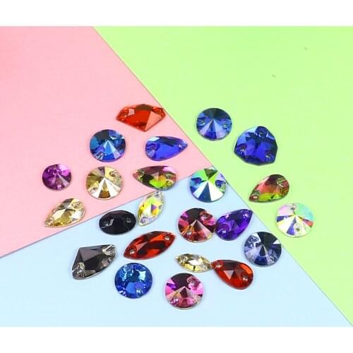 60pcs mix shape color Crystal Sew On Rhinestones Crystals and stones strass rhinestone applique Flatback for bags clothes
