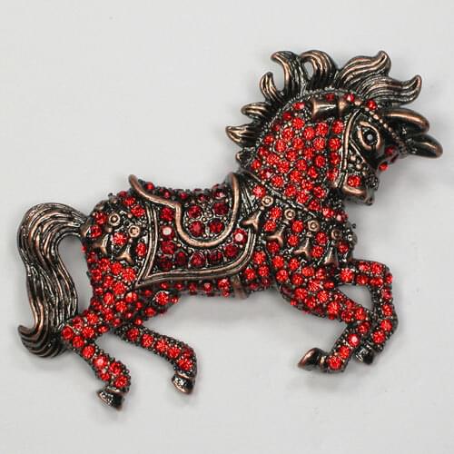 Antique copper Rhinestone Horse brooch Pin Pendant C845 C3