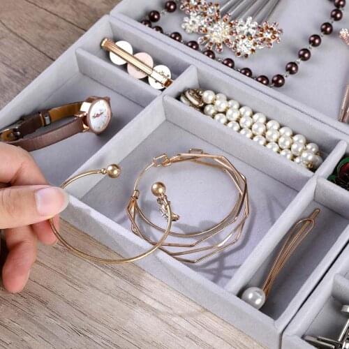 Velvet Jewelry Storage Tray Display Jewel Holder Stand Bracelet Necklace Ring Storage Box Showcase Drawer Jewelry Organizer