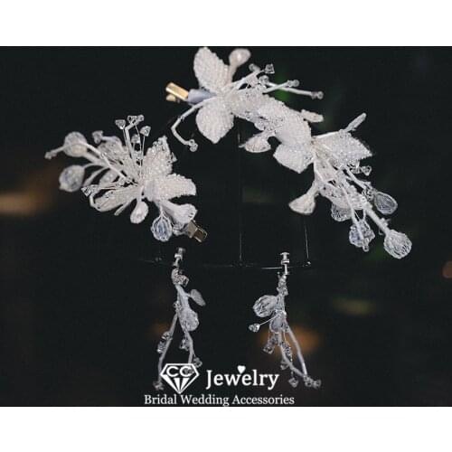 CC Flower Shape Hairgrips Wedding Accessories for Women Bridal Headdress Engagement Jewelry 100% Handmade Hair Clips Party AN159