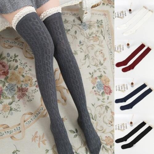 Stocking Lolita Cotton School Girl Over Knee Stocking Long Adorable Anime Tight High Black White Kawaii Student Cosplay Sailor