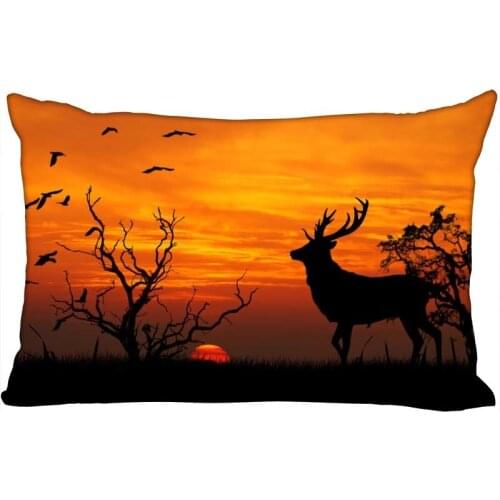 ShunQian Animal Deer Pillowcase 45x35cm(One Side) Decorative Rectangle Zipper 3D Print Pillowcase Satin Fabric Pillow Cover