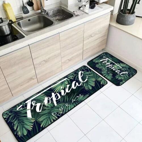 DeMissir Northern Europe Green Tropic Botany Leaf Area Rugs Carpets For Kitchen Bedroom Bed Bedside tappeto cucina vloerkleed