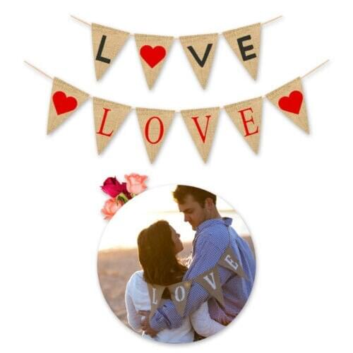 Valentine Wedding Engagement Photo Party Bunting Banner Garland Props Decor Sign