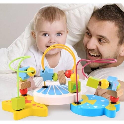 Wooden Children Toy Around Beads Maze Kids Toys Ocean Series Cartoon Early Learning Educational Toys Baby Wood Gift