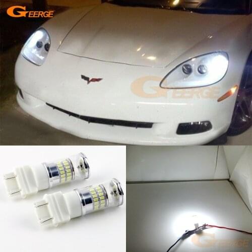 For Chevrolet Corvette C5 C6 1998-2013 Excellent Ultra bright White Reflector 3157 LED Bulbs Daytime running lights