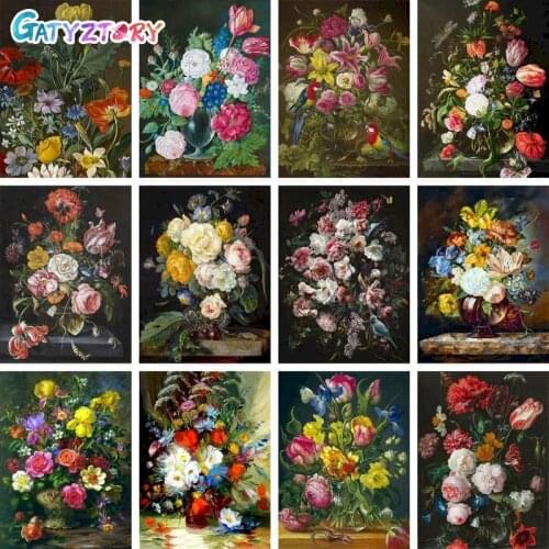GATYZTORY Coloring By Numbers Flowers Acrylic Painting By Numbers For Children Kits Home Decor Handpainted Wall Art