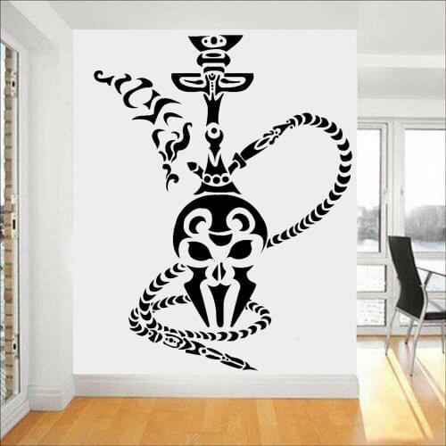Shisha Wall Stickers Office Wall Decor Hookah Smoke Smoking Arabic Cafe Creative Vinyl Wall Decals Man Cave Room Decoration Z382