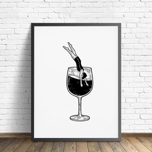 Retro Wine Quote Wall Art Picture for Living Room Minimal Black White Kitchen Bar Cart Poster Canvas Painting Modern Wall Prints