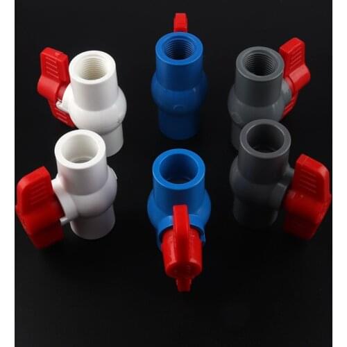 1pc Inner Dia 20/25/32mm PVC Valve 1/2"3/4"1" Female Thread PVC Ball Valve for Home Garden Irrigation PVC Connectors