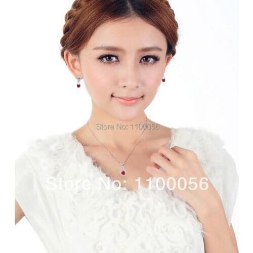 Dress For Graduation Jewelry Sets Decorative Rhinestone Red Heart Shaped Wedding Accessories Jewelry Set Bijoux for women T1301