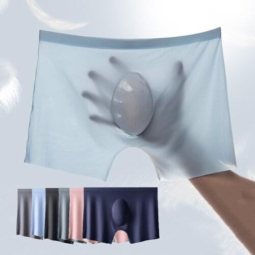 3Pcs/Lot Ice Silk Men Underwear Ultra-thin Translucent Sexy Mens Panties Boxer Short Comfortable Breathable Cool Underpants 4XL